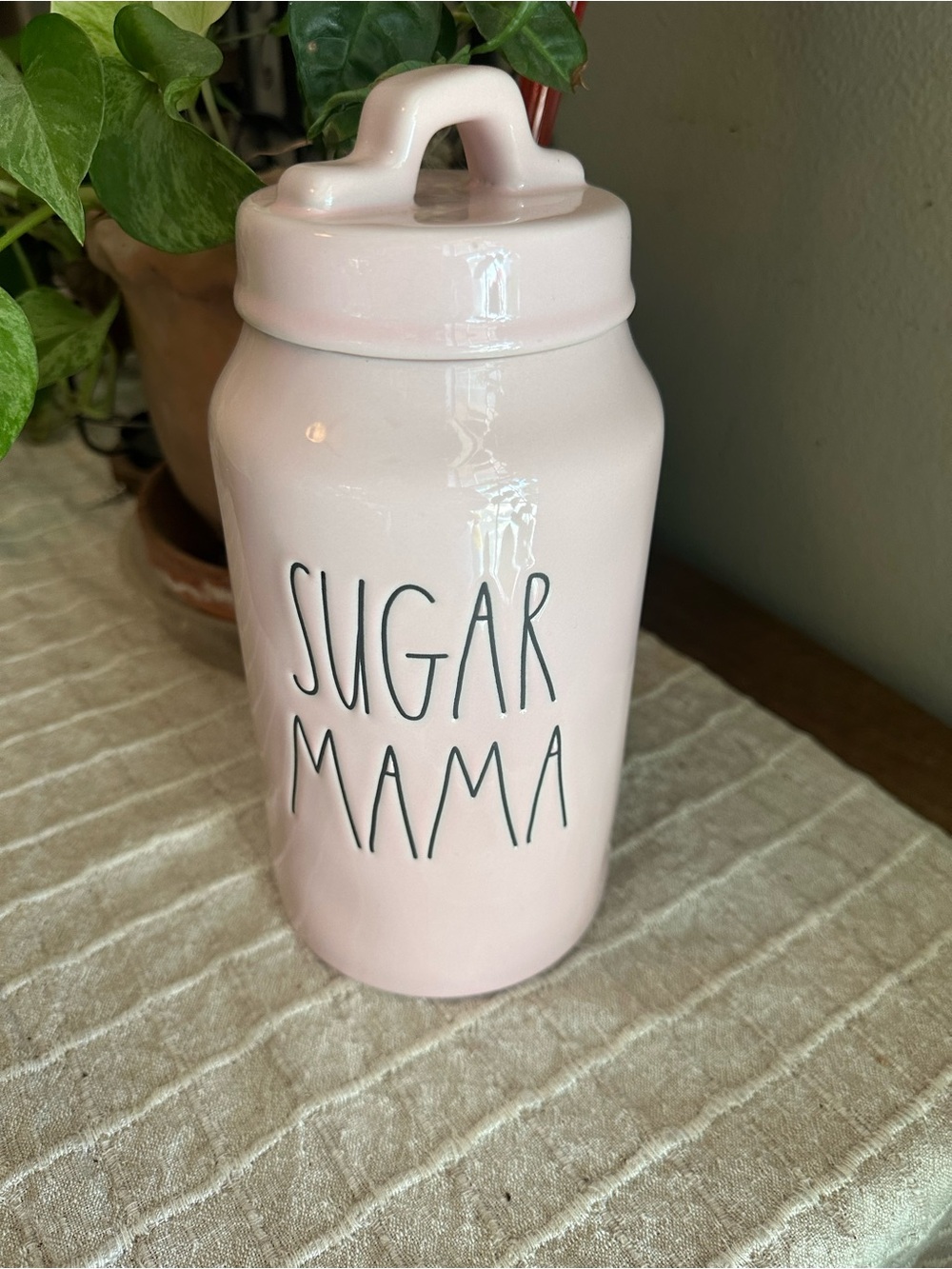 Rae Dunn Pink 'SUGAR MAMA' Ceramic Canister